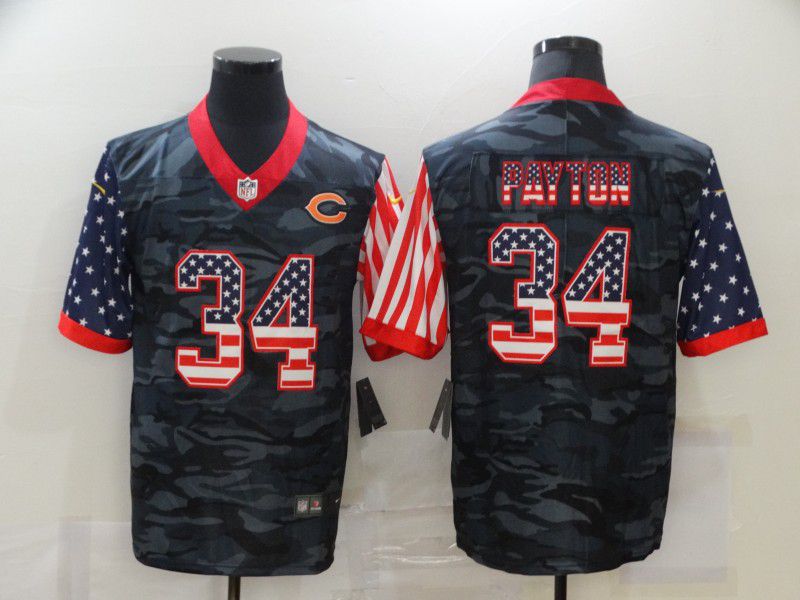 Men Chicago Bears 34 Payton Camouflage national flag Nike Limited NFL Jersey